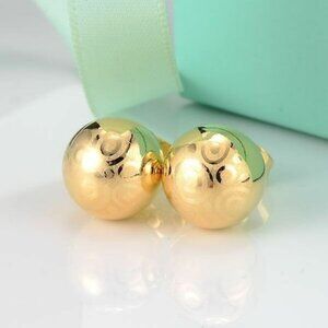 18K Yellow Gold Filled Laser Carved Smooth Ball Stud Earrings 8mm Gorgeous Gift
